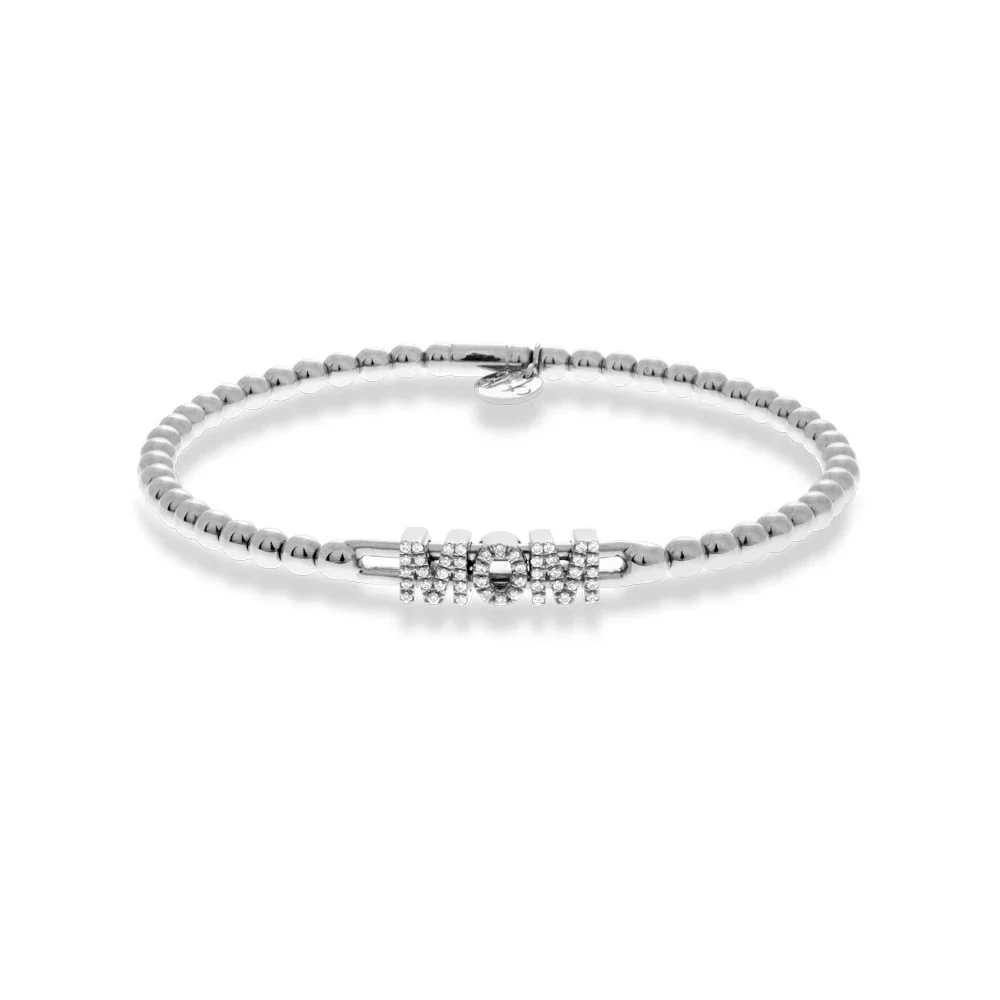 0.20ctw, 18K White Gold MOM Tresore Stretch Bracelet