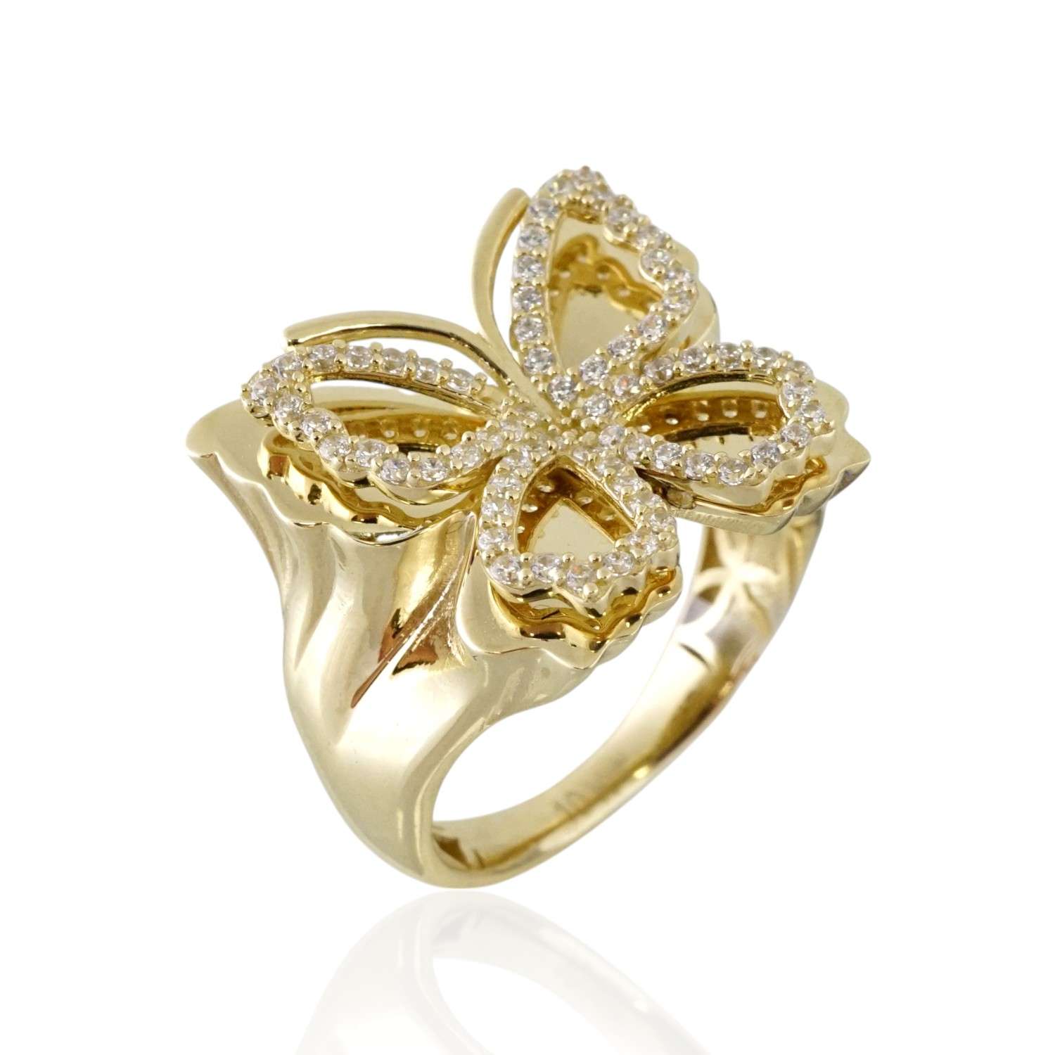 10k Yellow Gold Fancy Butterfly Ring