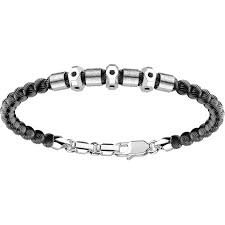 Silver Beads with Black Spinels Bracelet
