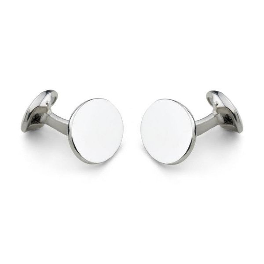 Deakin & Francis Sterling Silver Plain Oval Cufflinks