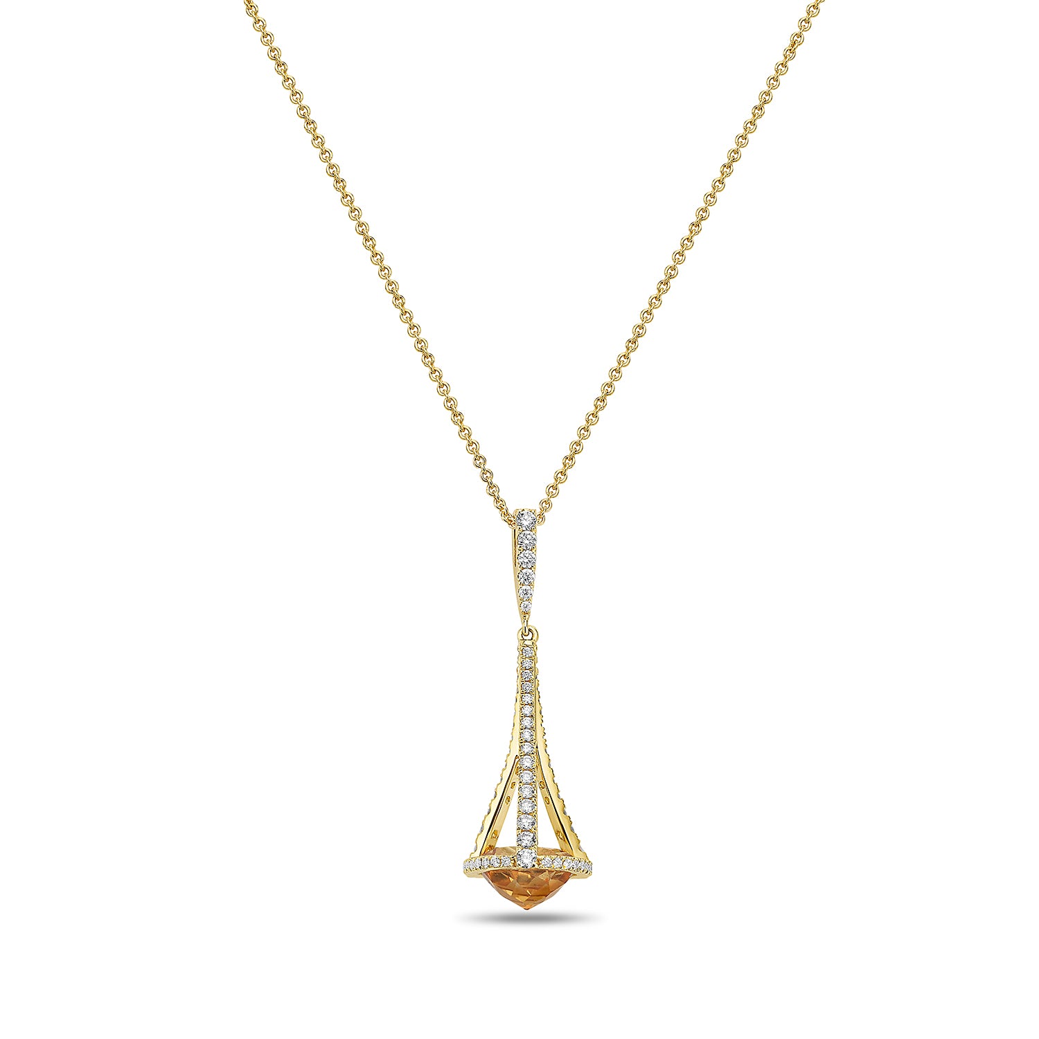 18K Diamond and Citrine Chandelier Necklace