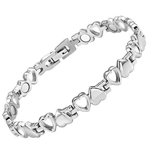 Women Love Heart Titanium Magnetic Therapy Bracelet Adjustable