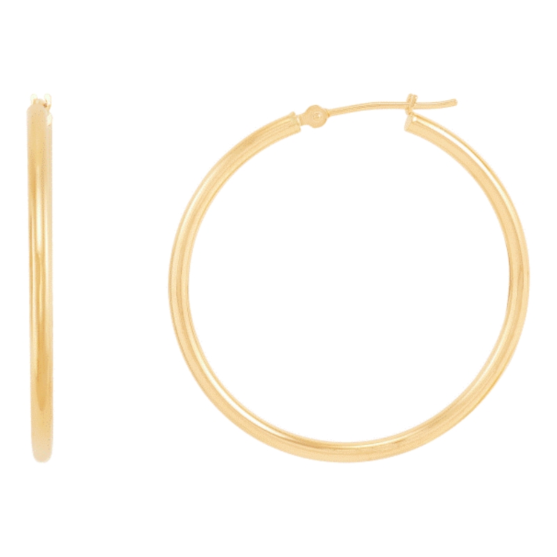 Gold Tube Hoop Earrings
