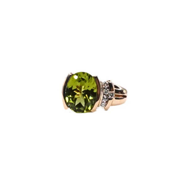 14k Yellow Gold Peridot and Diamond Enhancer