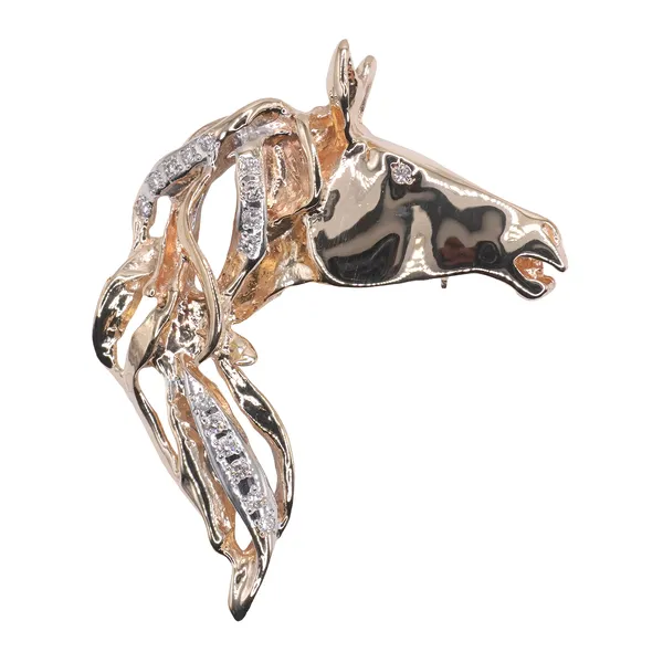 Diamond Horse Pin/Slide- 14k Yellow Gold