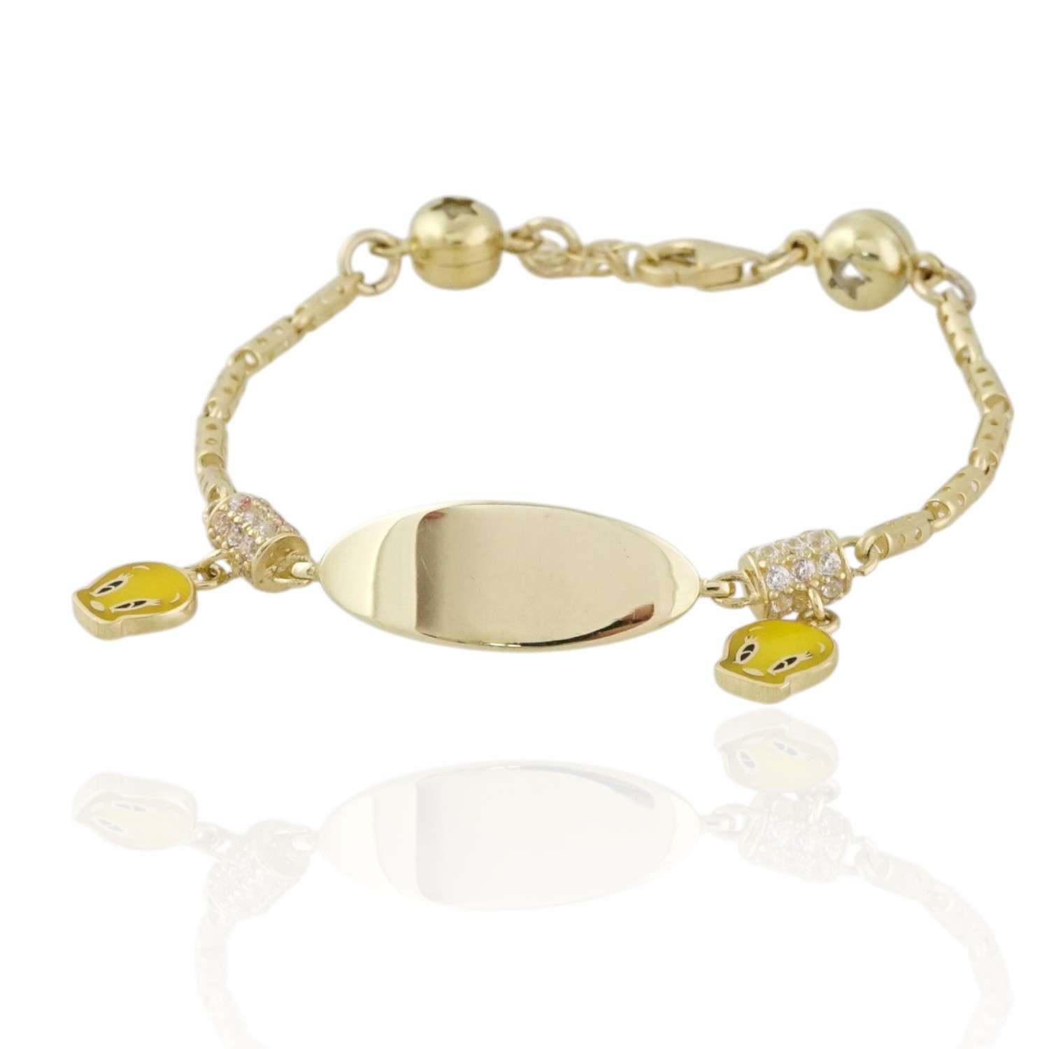 10k Yellow Gold Piolin Baby ID Bracelet