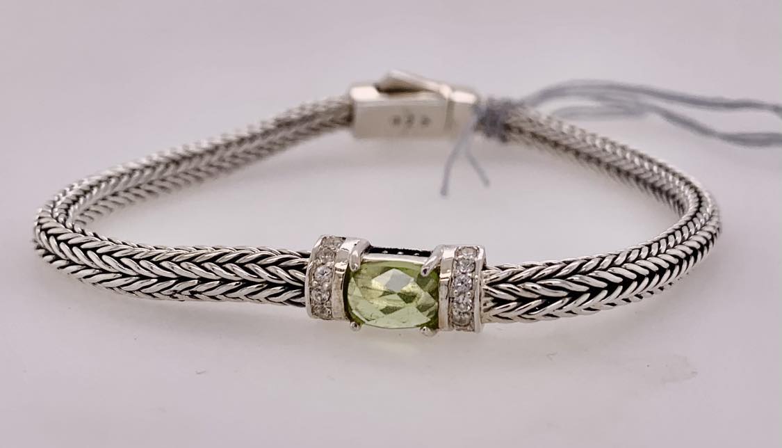 Phillip Gavriel Sterling Silver Peridot & White Sapphire Bracelet