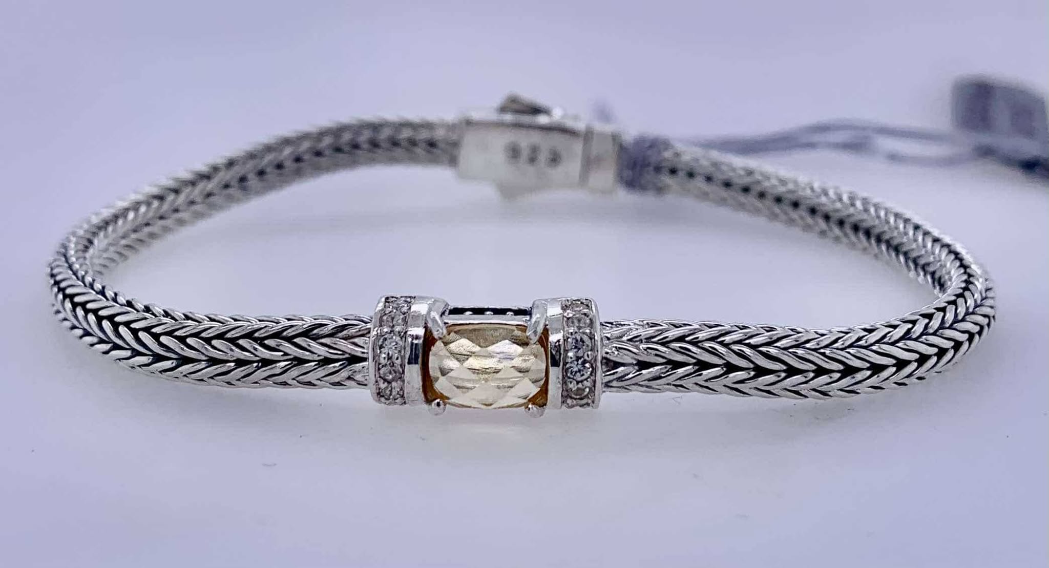 Phillip Gavriel Sterling Silver Citrine & White Sapphire Bracelet