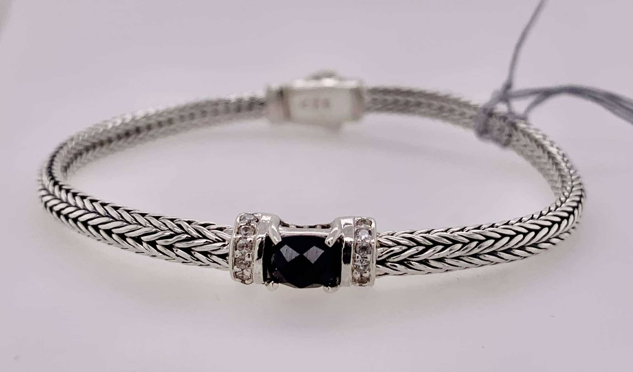 Phillip Gavriel Sterling Silver Onyx & White Sapphire Bracelet
