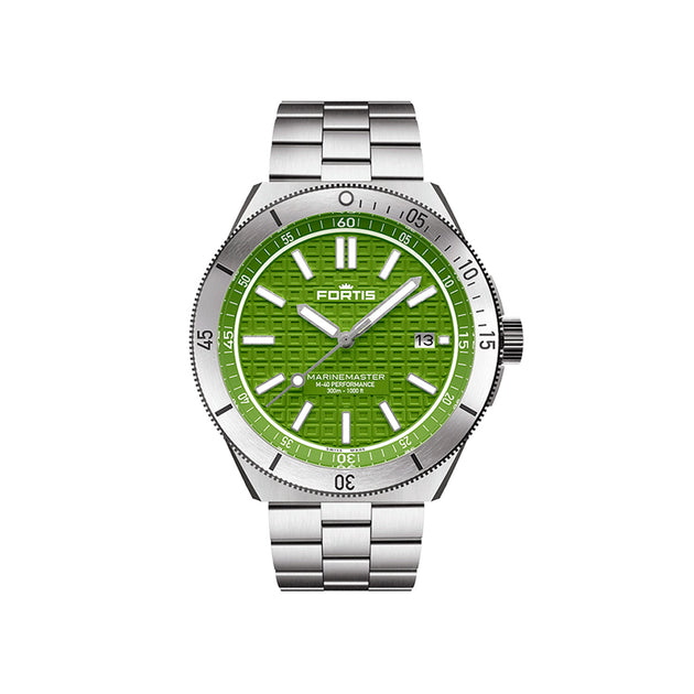 Fortis Marinemaster M-40 Woodpecker Green On Block Bracelet Automatic – F8120008
