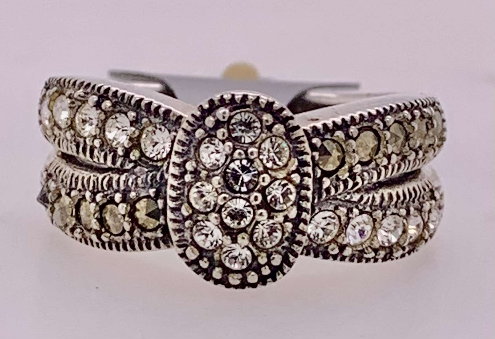 Sterling Silver Cubic Zirconia & Marcasite Ring