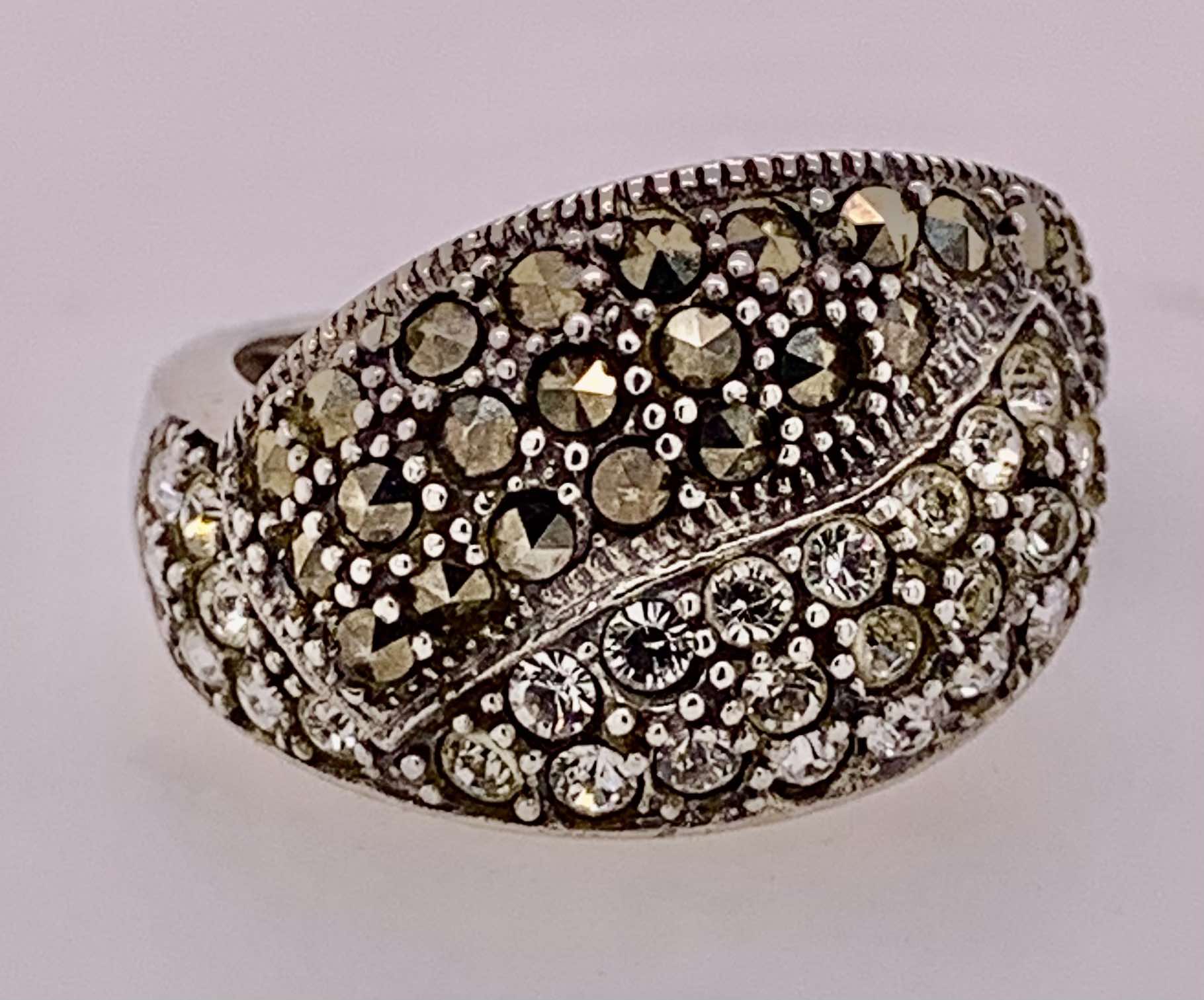 Sterling Silver Cubic Zirconia & Marcasite Band Ring