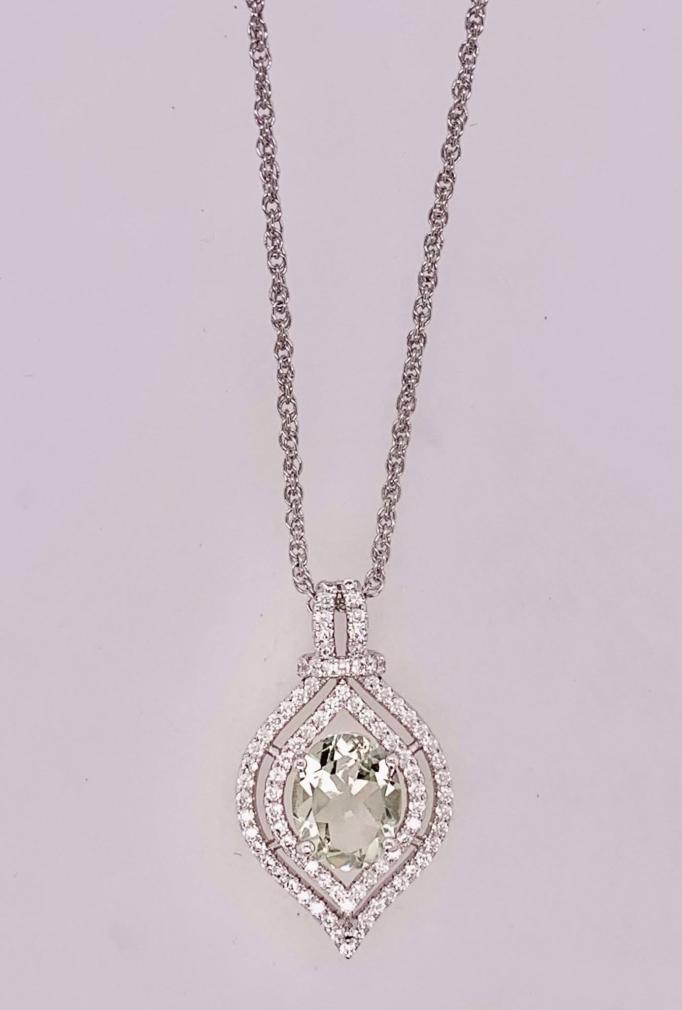 Sterling Silver and Green Quartz Necklace