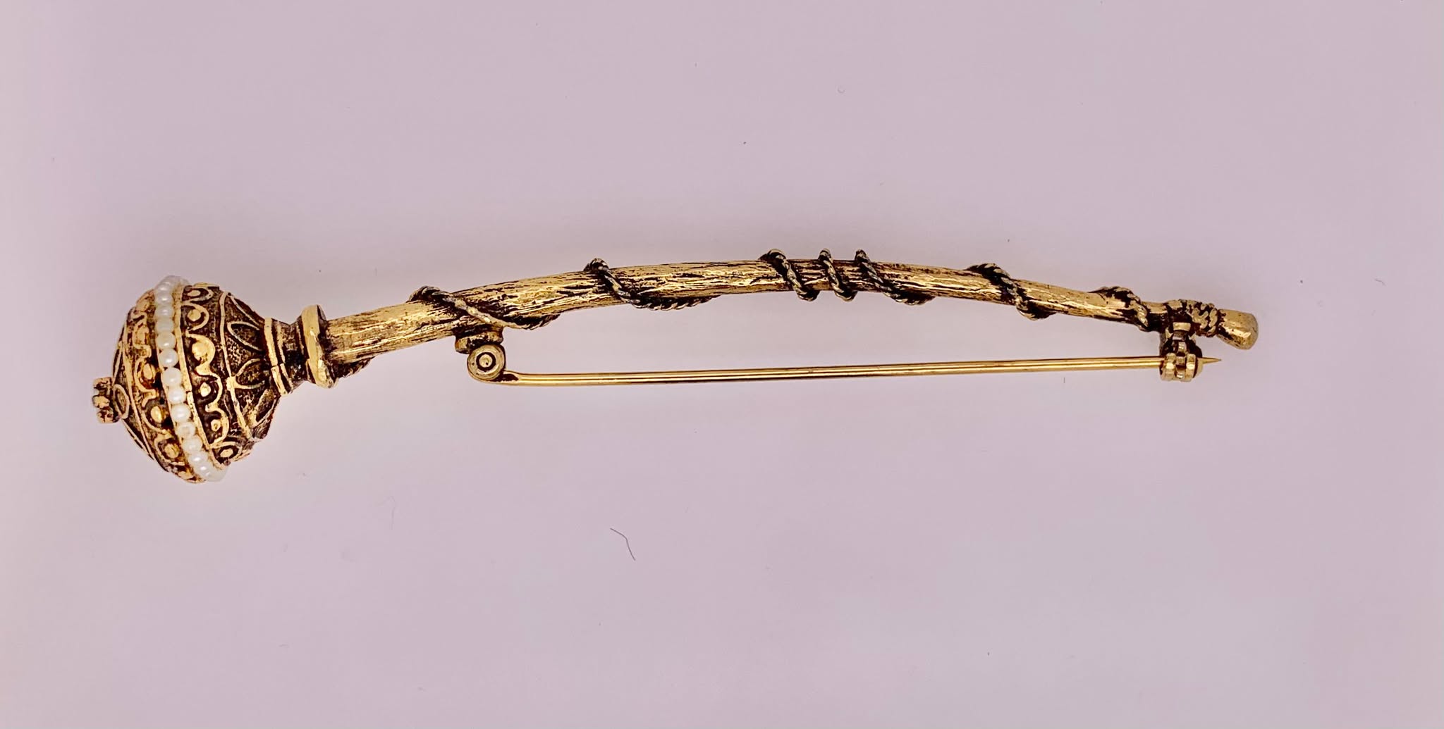 Estate Gold Filled Ornate Stick Pin Brooch