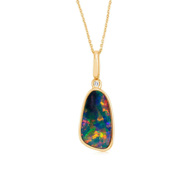 Parlé 14k Yellow Gold Australian Opal Doublet Free Form Pendant – PDBT206-101