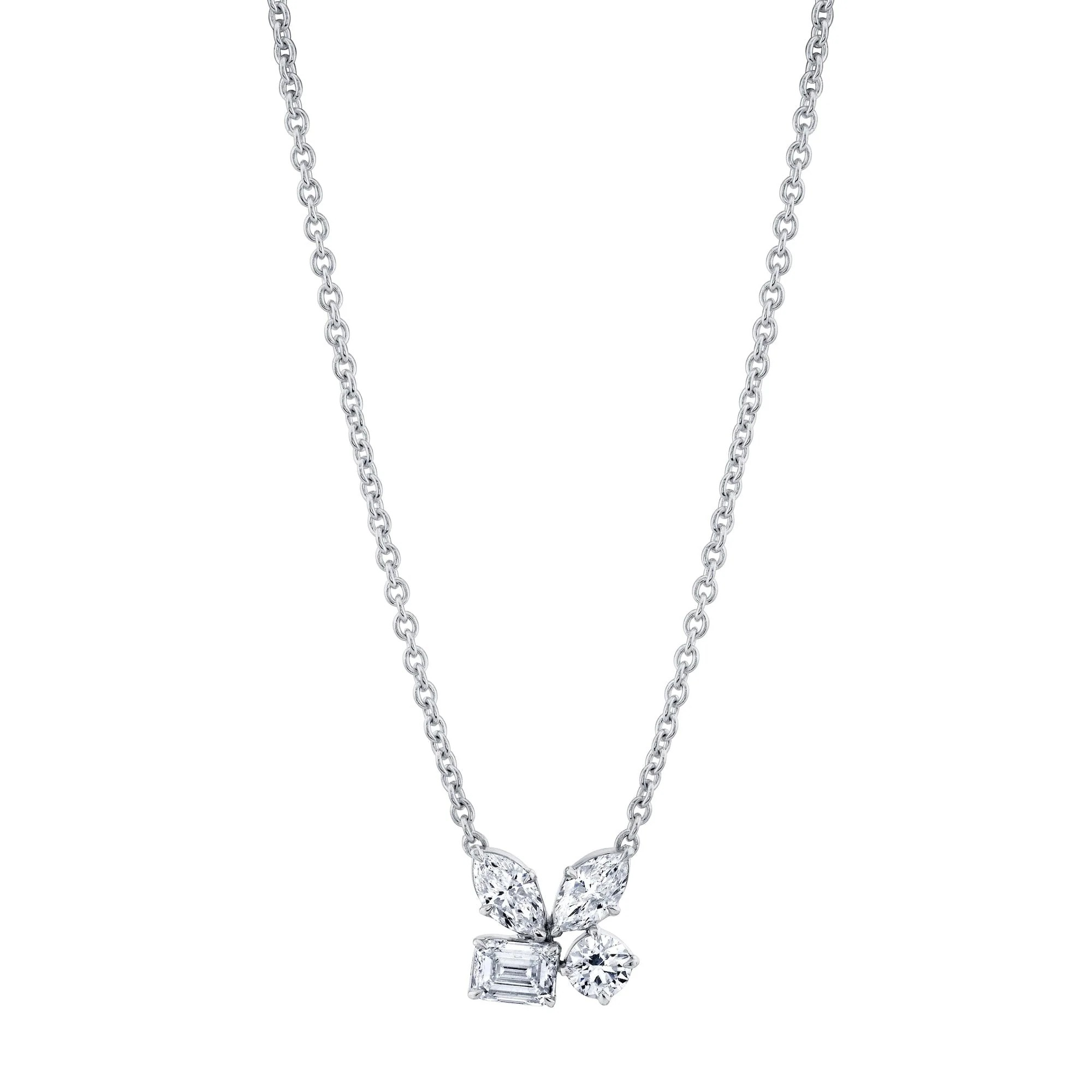 1.12ctw Diamond Montage Cluster Necklace