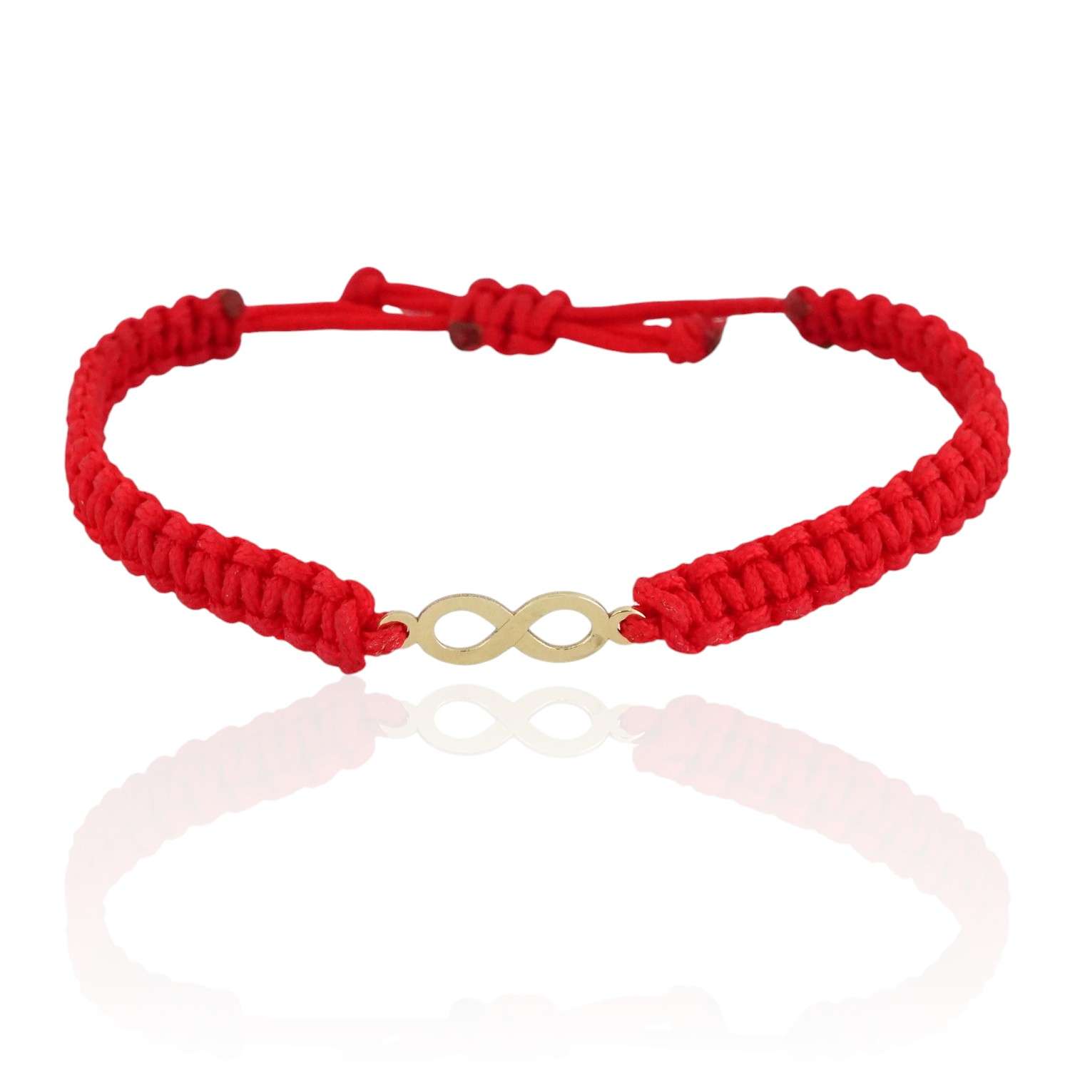 10k Yellow Gold Infinity Red Thread Bracelet