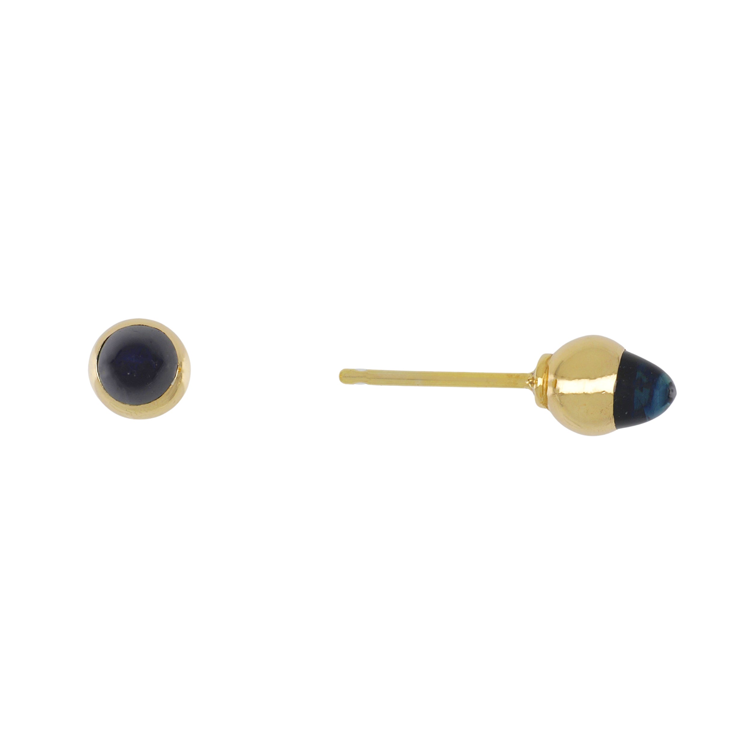 14K Gold Bezel-Set Sapphire Stud Earrings
