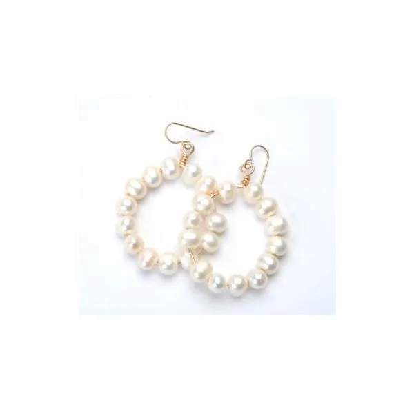 Wendy Perry Designs Cristina Pearl Hoops - Gold Filled