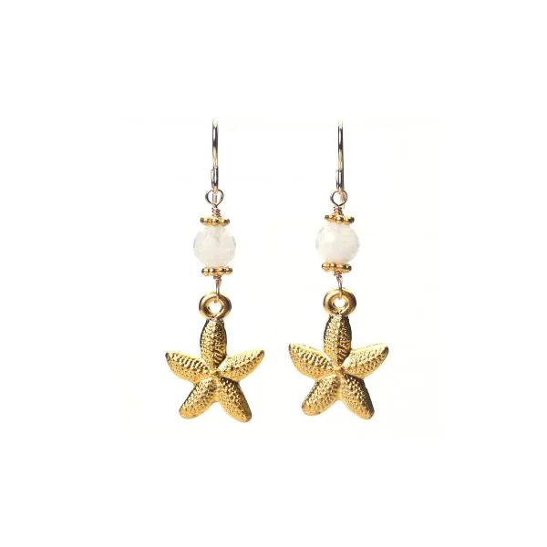 Wendy Perry Designs Moonstone and Gold Vermeil Starfish Charm Earrings