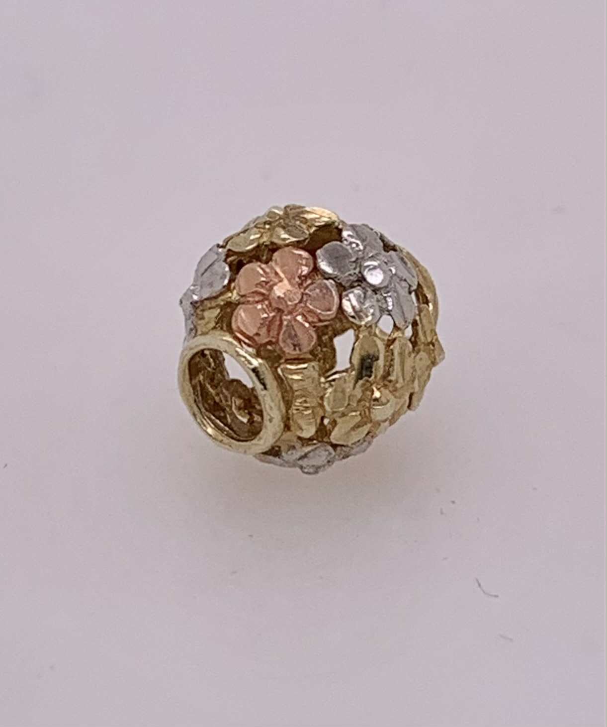 14K Tricolor Slide Bead Pendant