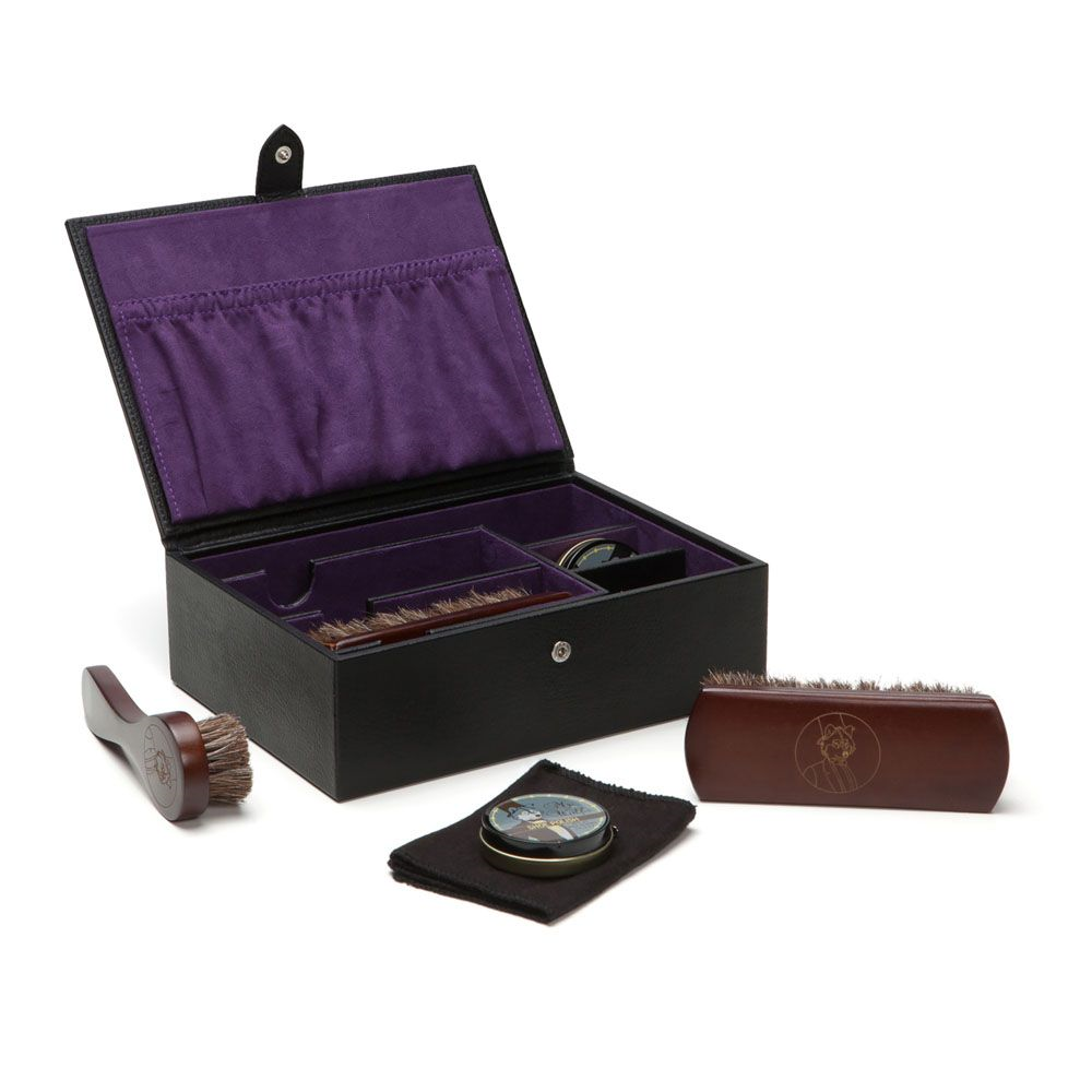 Wolf Leather Blake Shoe Shine Kit in Black & Purple