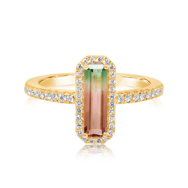 Parlé 14k Yellow Gold Tourmaline and Diamonds Halo Ring – RH2OC350127C
