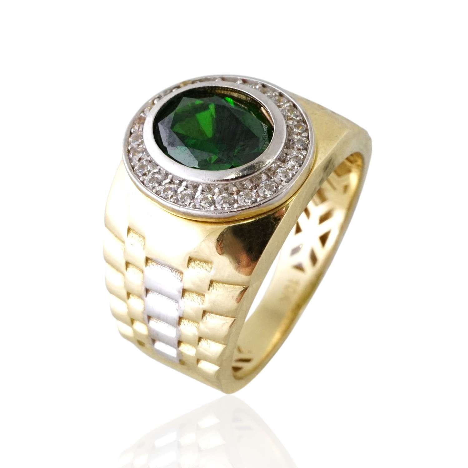 10k Yellow Gold Green Stone Fancy Design
