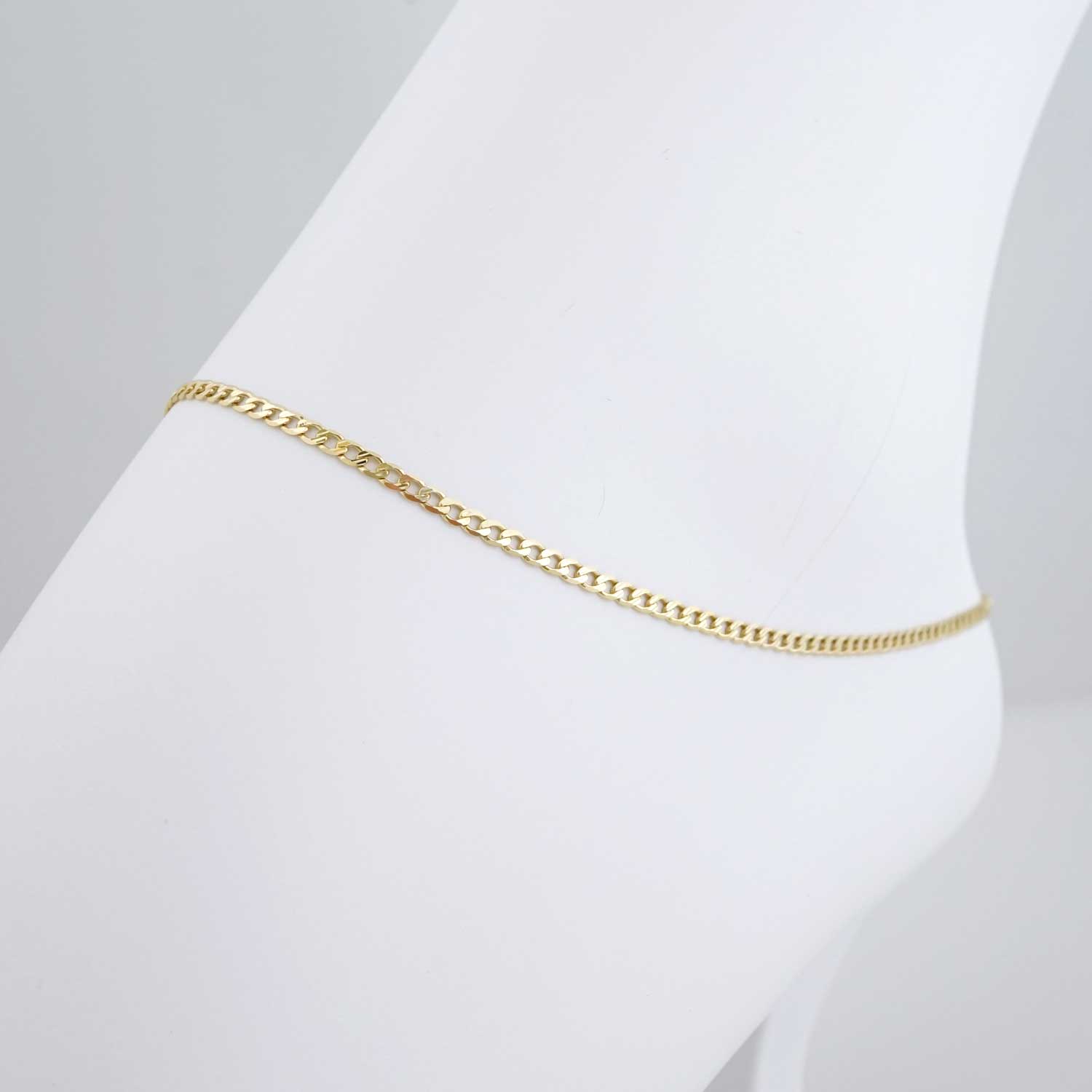 10k Yellow Gold Mini Curv Flat Anklet