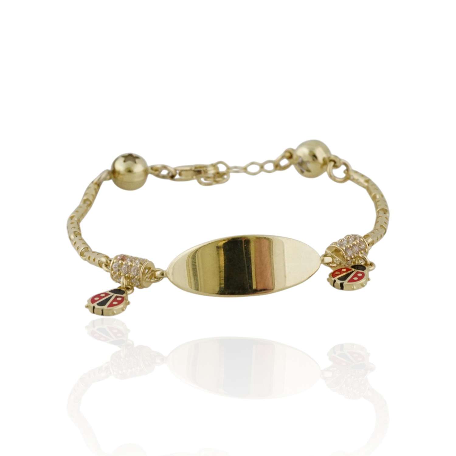 10k Yellow Gold Ladybug ID Bracelet