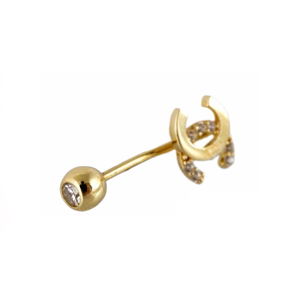 14k Gold CZ Ball Body Piercing