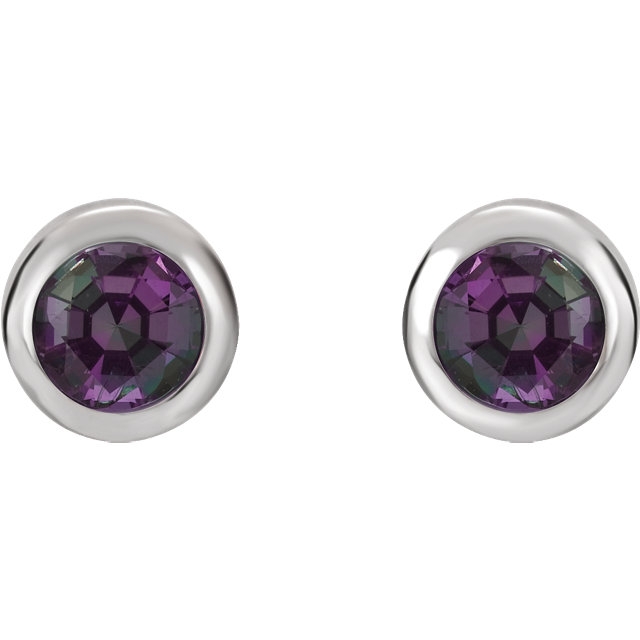 Sterling Silver Imitation Alexandrite Earrings