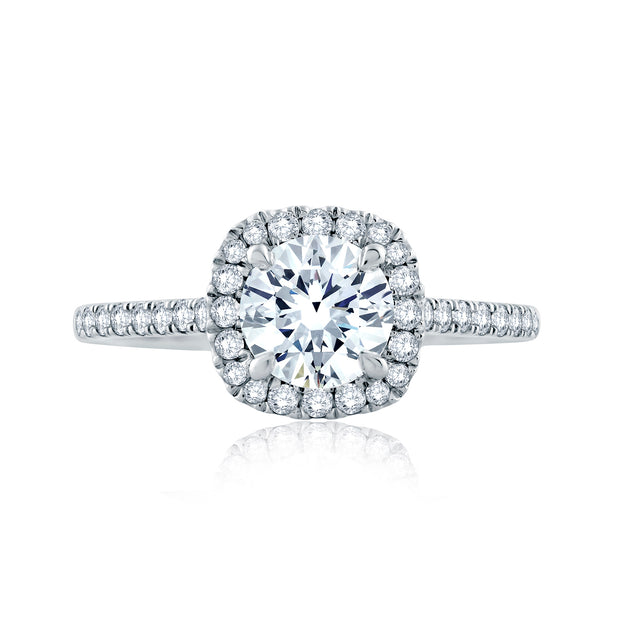 A.Jaffe 14k White Gold Round Cushion Halo Diamond Semi-Mount Engagement Ring – ME2186Q/142