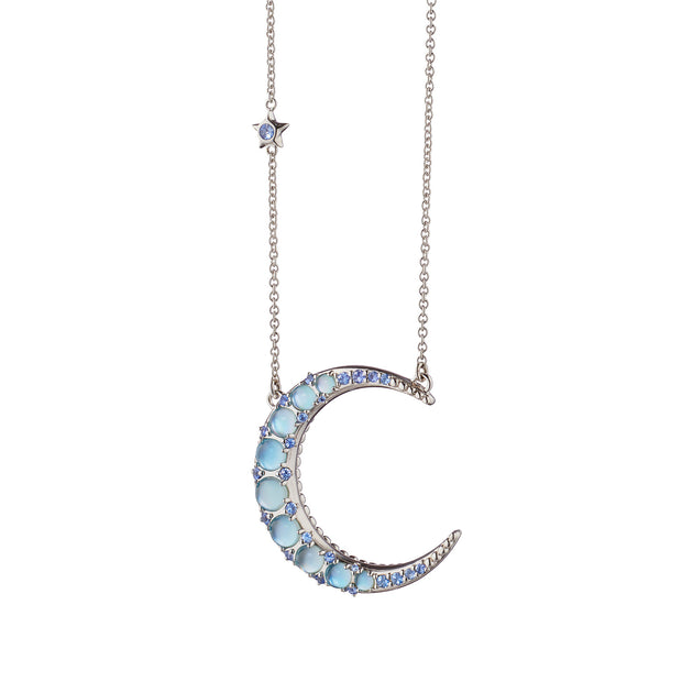 Monica Rich Kosann Sterling Silver Moon and Stars Pendant – CH-41289-Blue