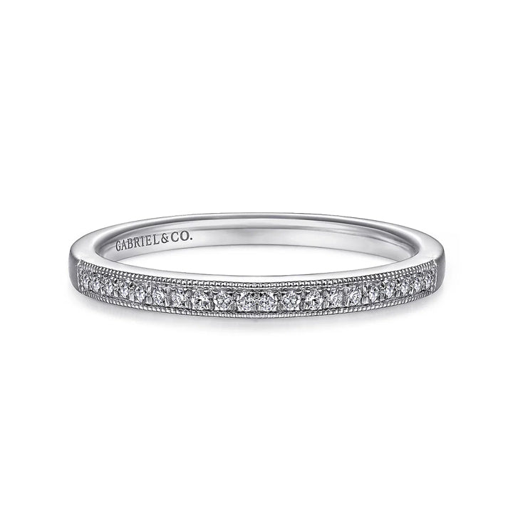 Gabriel & Co 14K White Gold Micro Pave Set 0.10ctw Diamond Wedding Band - AN12081W44JJ