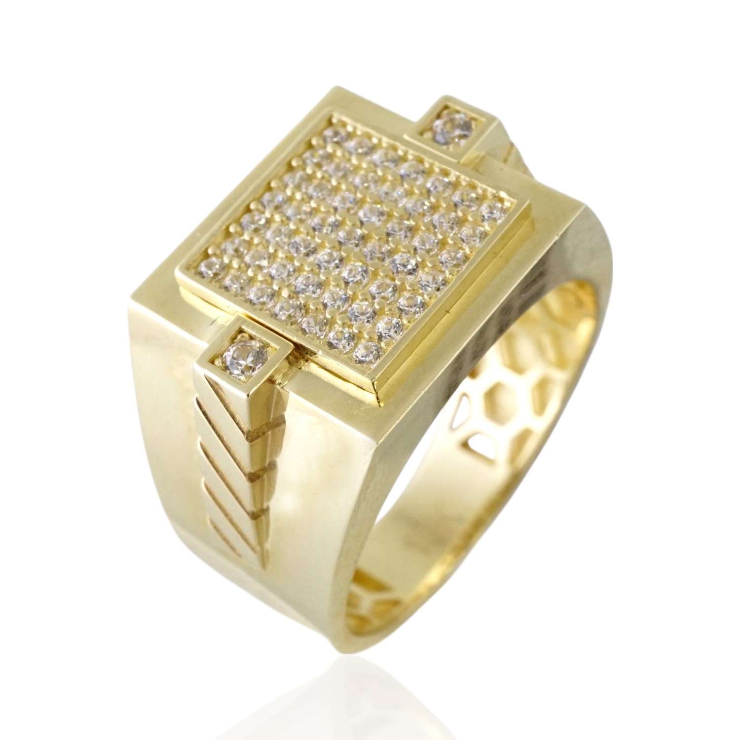 10k Yellow Gold Fancy Square Design Ring
