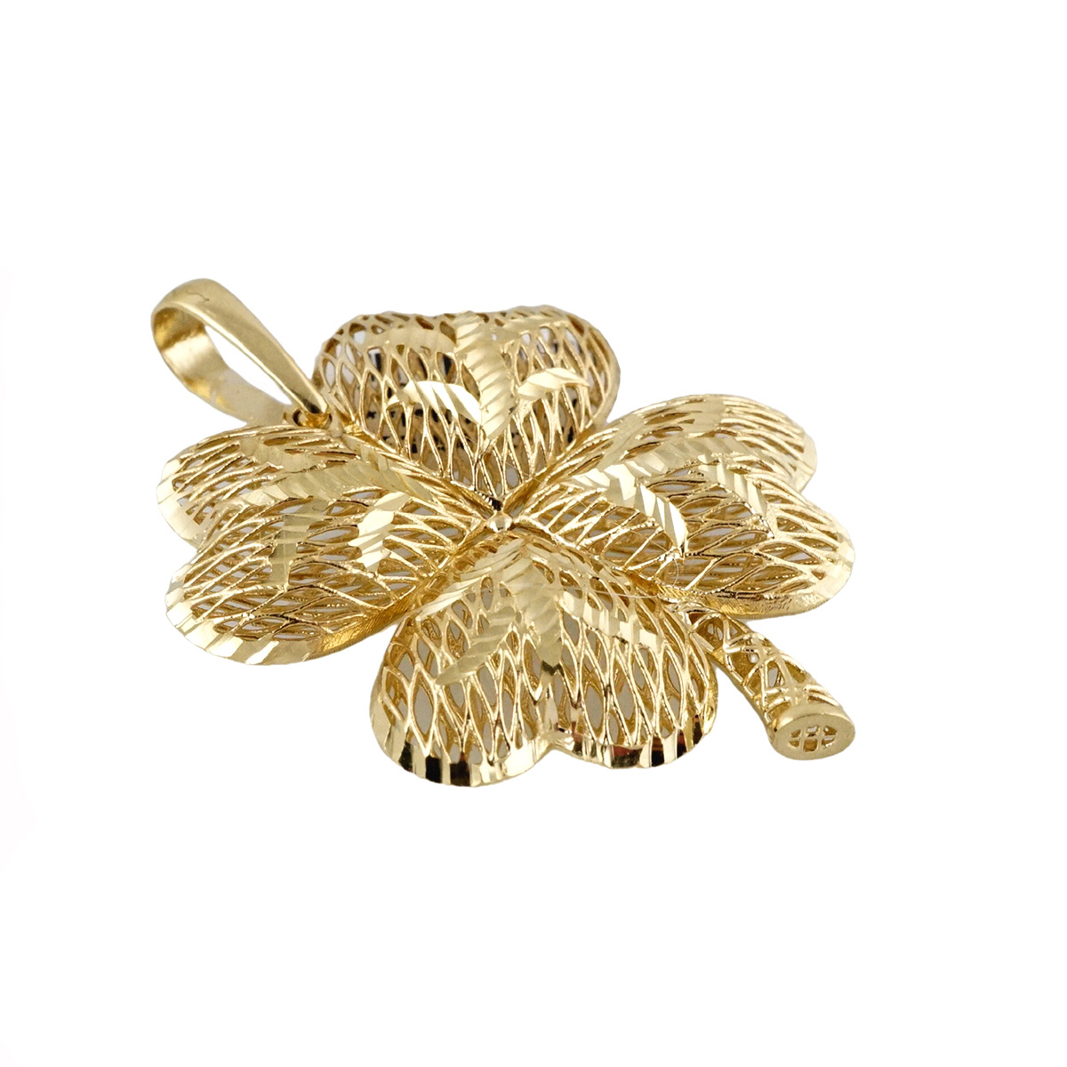 14k Yellow Gold Clover Pendant