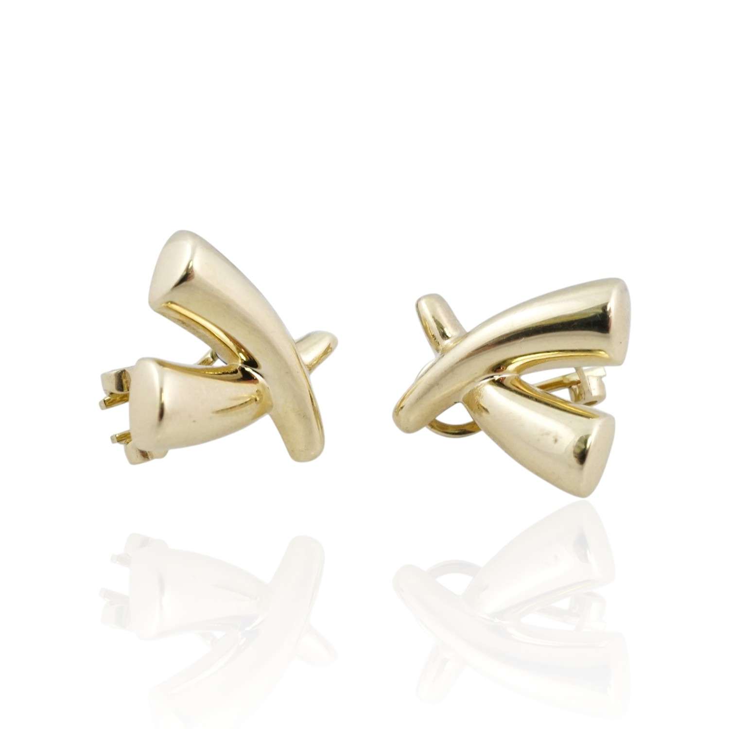 10K Yellow Gold X Design Earrings
