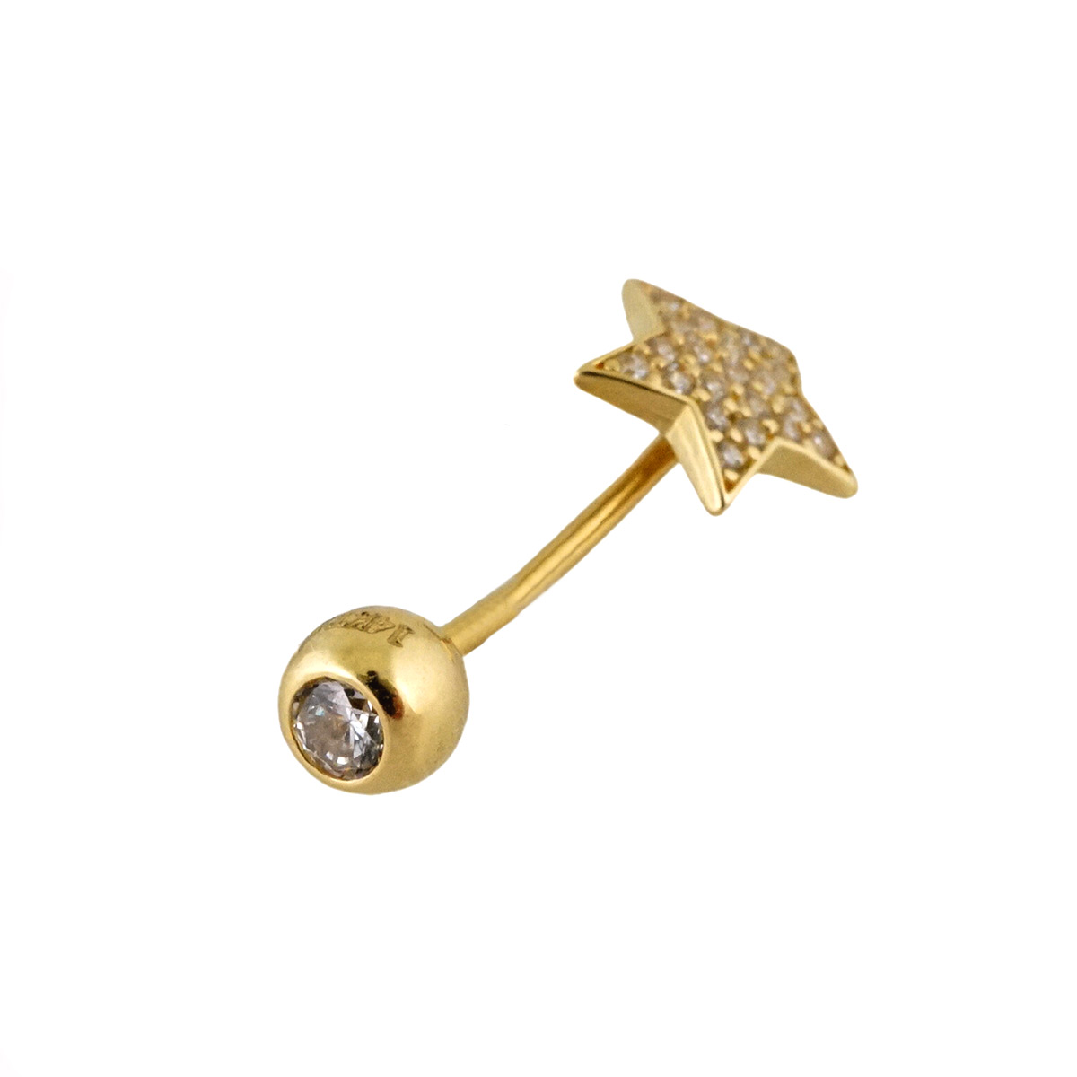 14k Yellow Gold Zircon Star Piercing