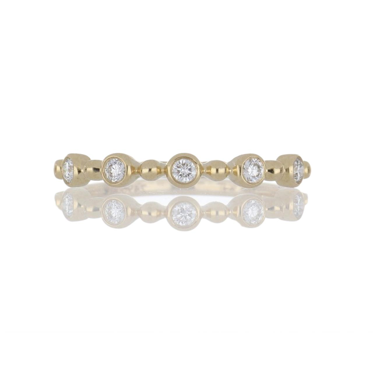 14K Gold Bead and Diamond Half Band