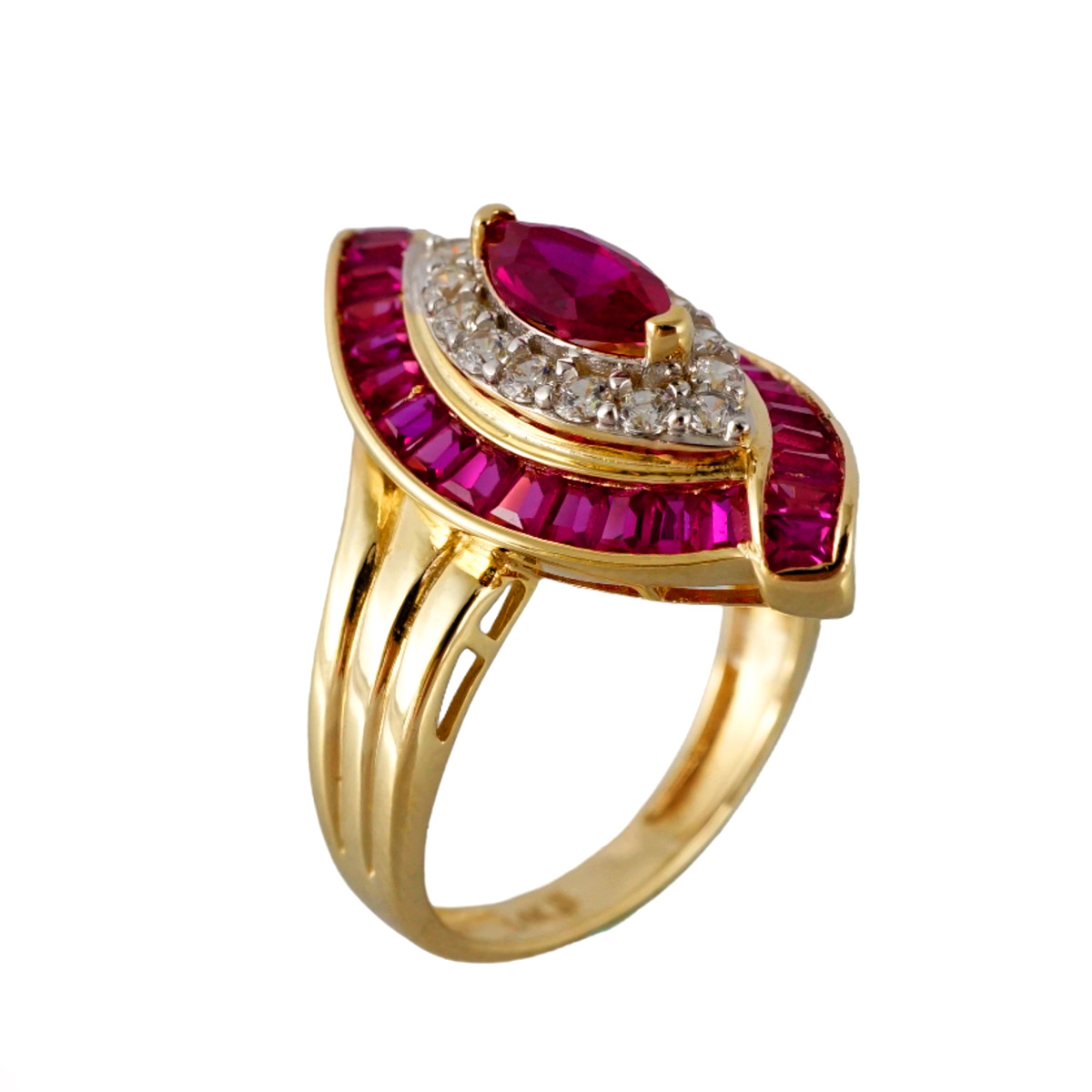 14k CZ Eye Red Gold Ring