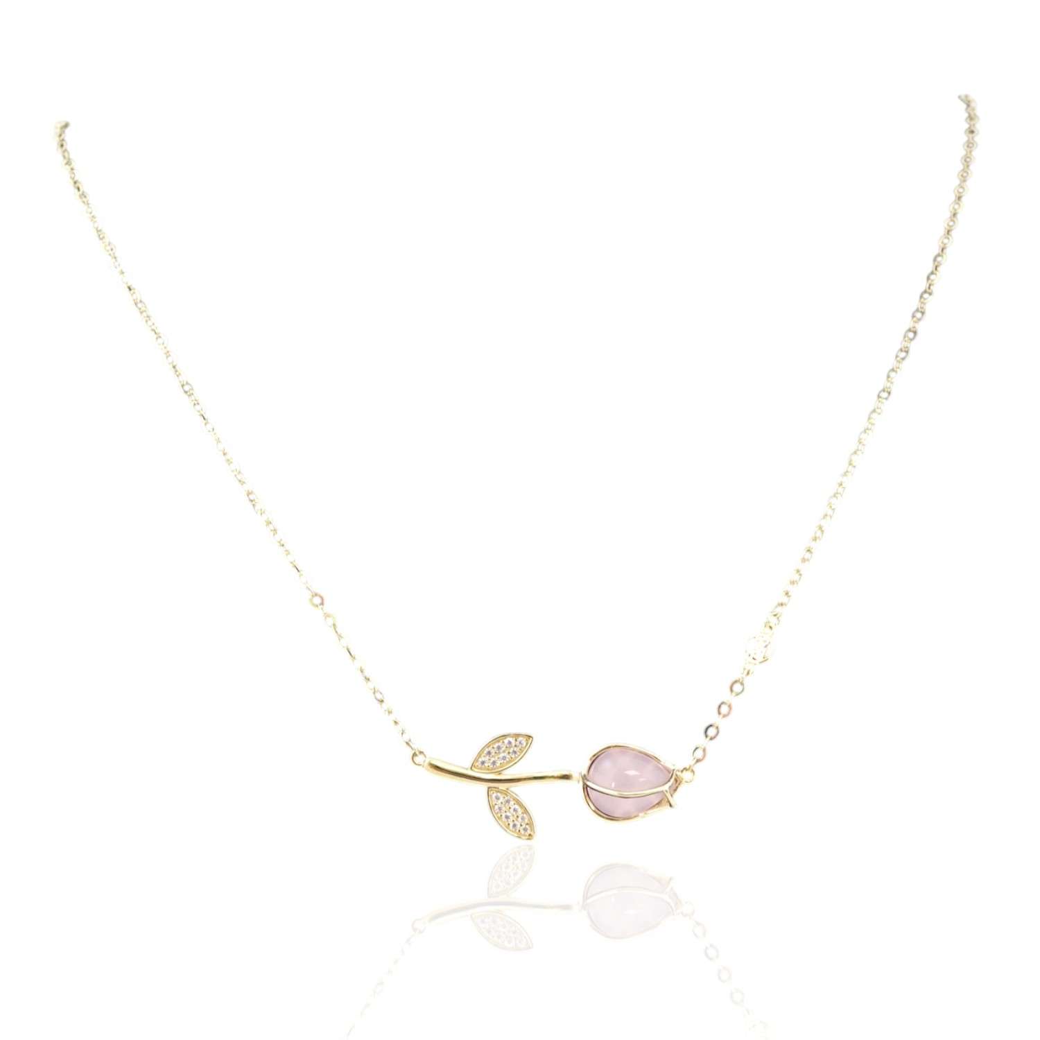 10k Yellow Gold Pink Rose Chain