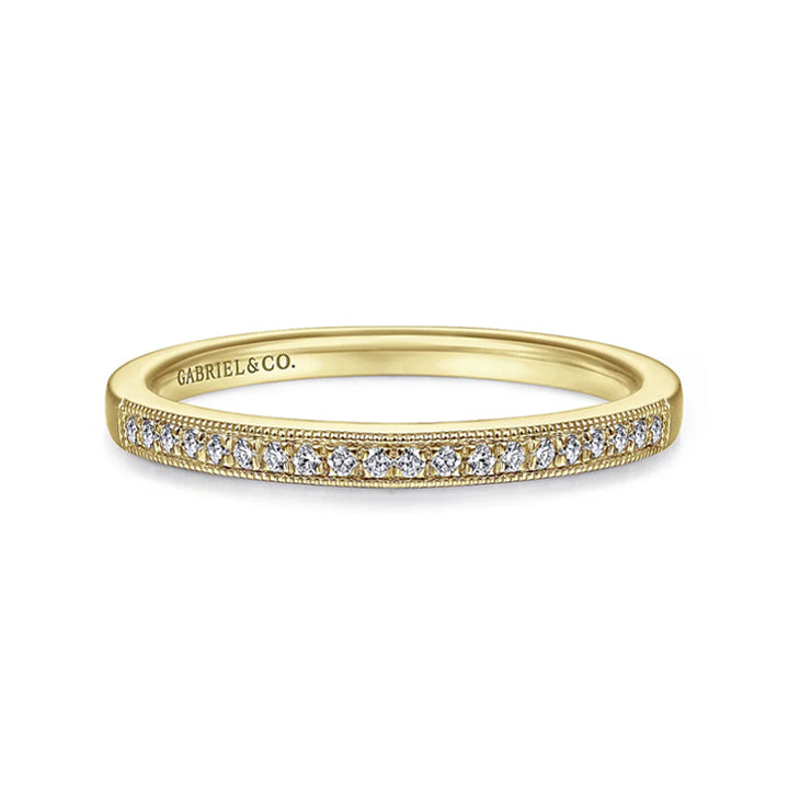 Gabriel & Co 14K Yellow Gold Micro Pave Set 0.10ctw Diamond Wedding Band - AN12081Y44JJ
