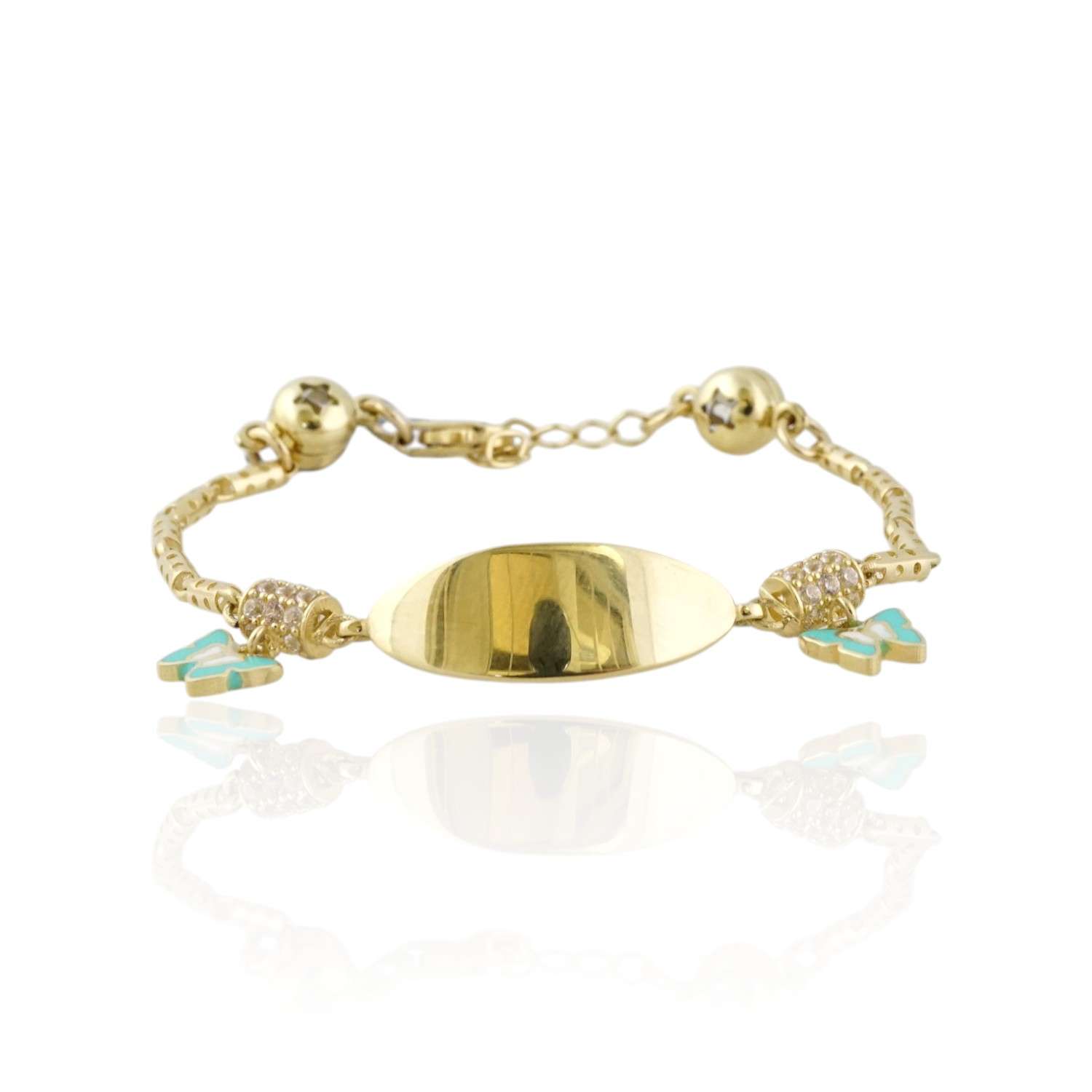 10k Yellow Gold Butterfly ID Bracelet