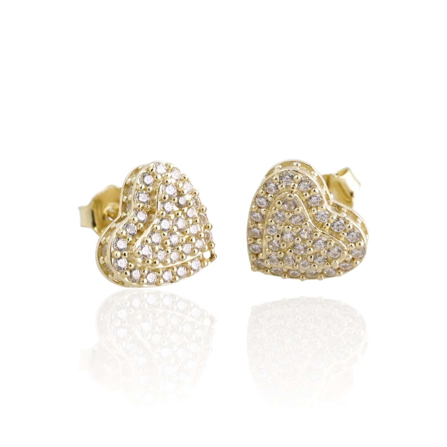 10k Yellow Gold CZ Heart Stud