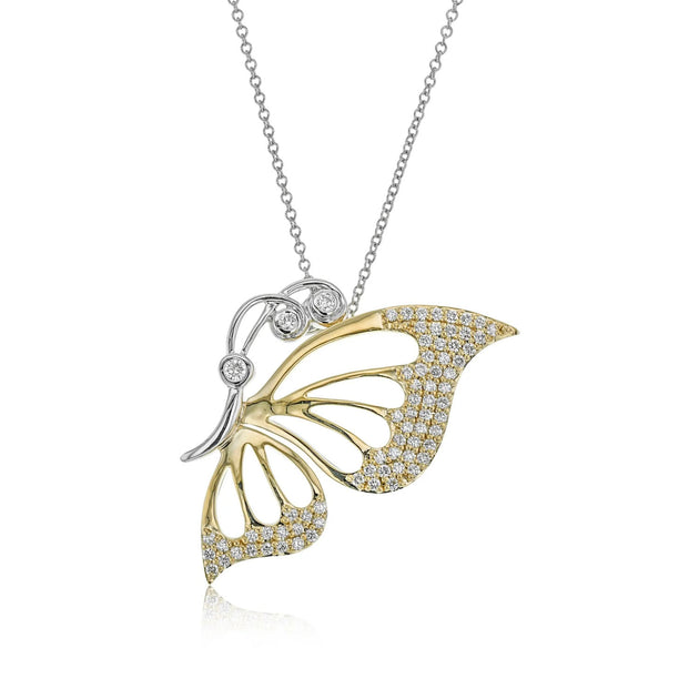 Simon G 18k Two-Tone Gold Diamond Butterfly Pendant Necklace – LP4815