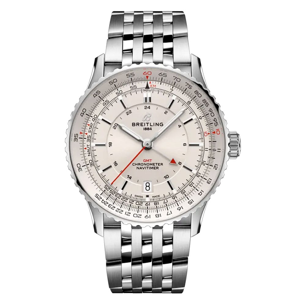 Breitling A32310211G1A1 Navitimer GMT 41 Automatic Stainless Steel Silver Dial Watch
