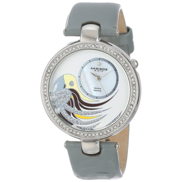 Akribos Women's AK602GY XXIV Diamond Parrot Grey Leather Watch
