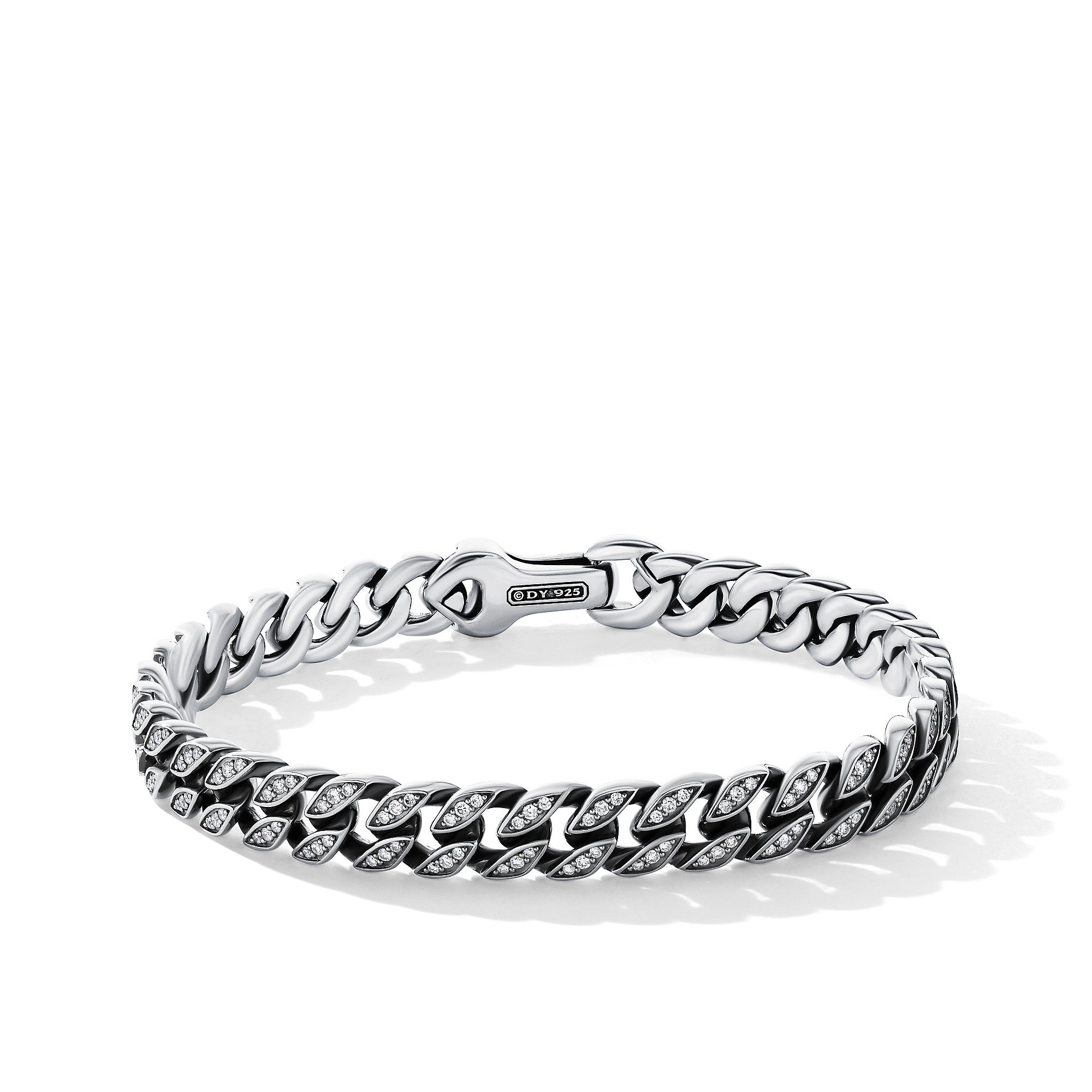 David Yurman Curb Chain Bracelet with Pave Diamonds- B25444MSSADIM