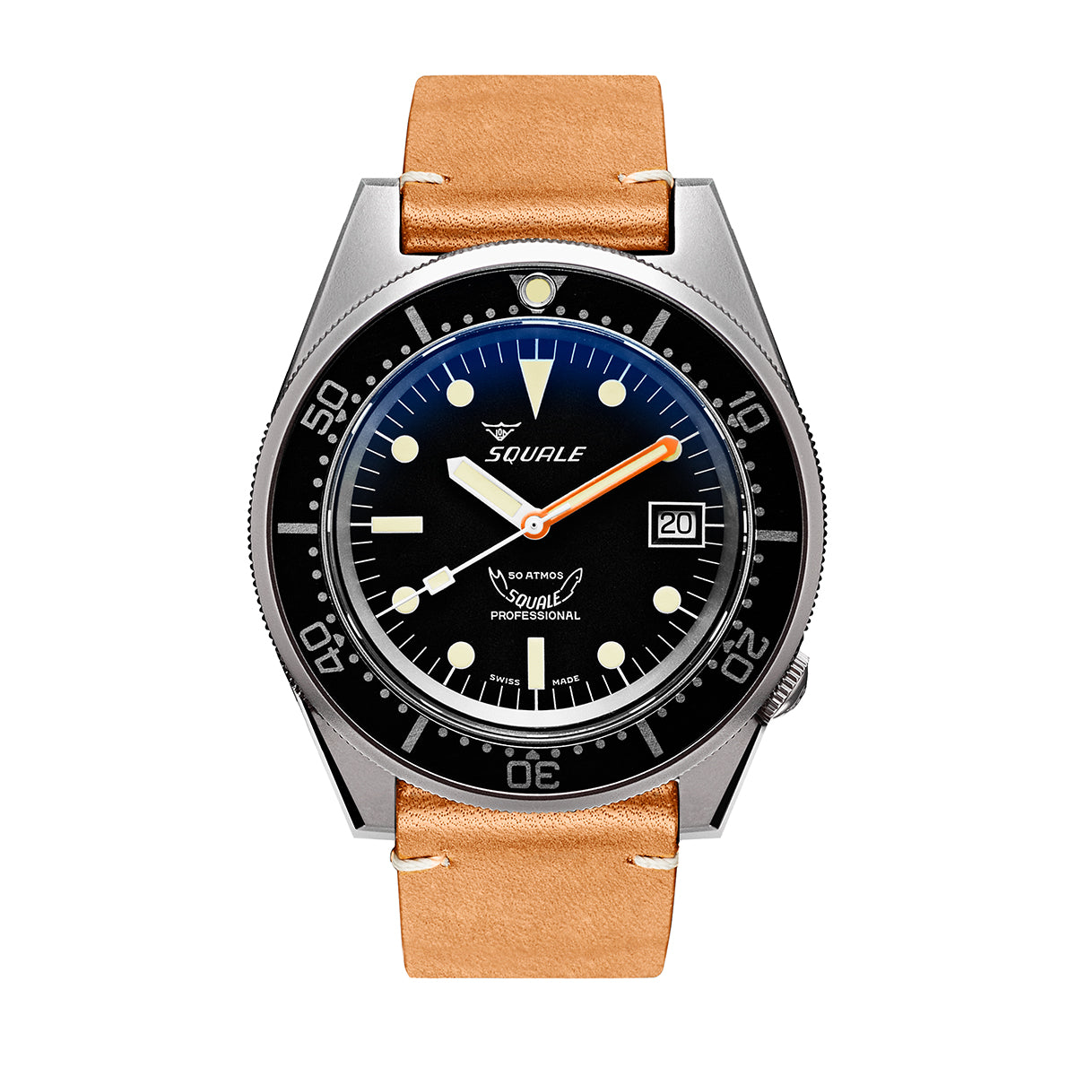 Squale 1521 Black Blasted Leather Strap Watch- 1521BKBL.PC